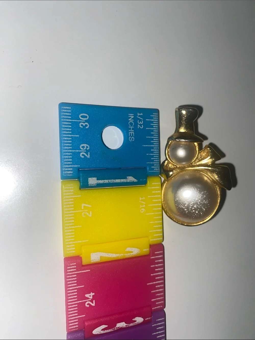 Gold-Tone Pearl Snowman Brooch - White Pearls